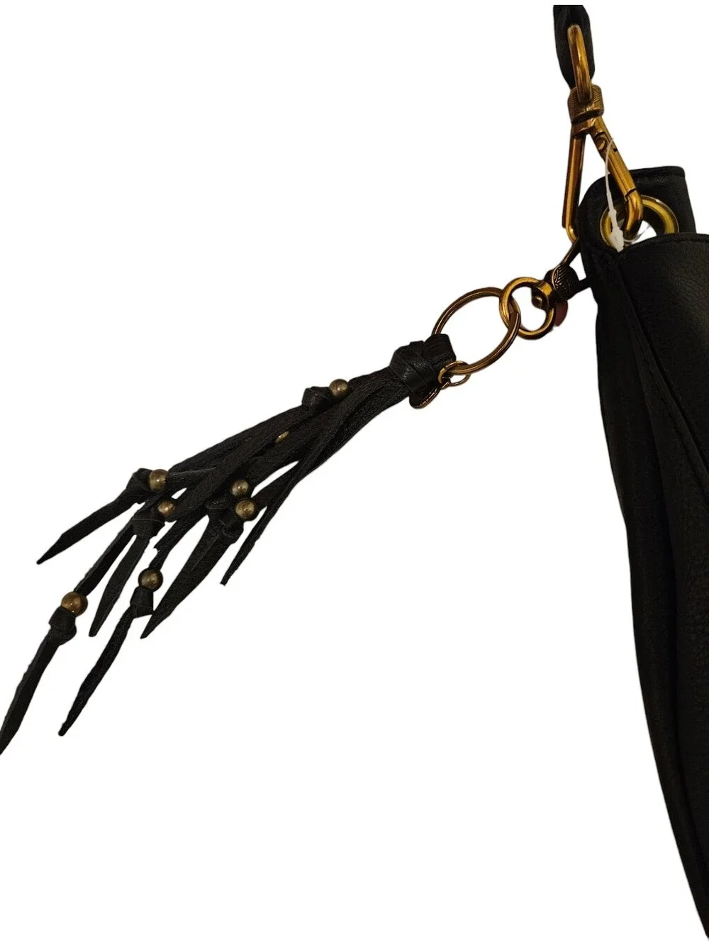 The Sak Zinnia Hobo Handbag Black Leather Shoulder Bag Purse Brass Hardware